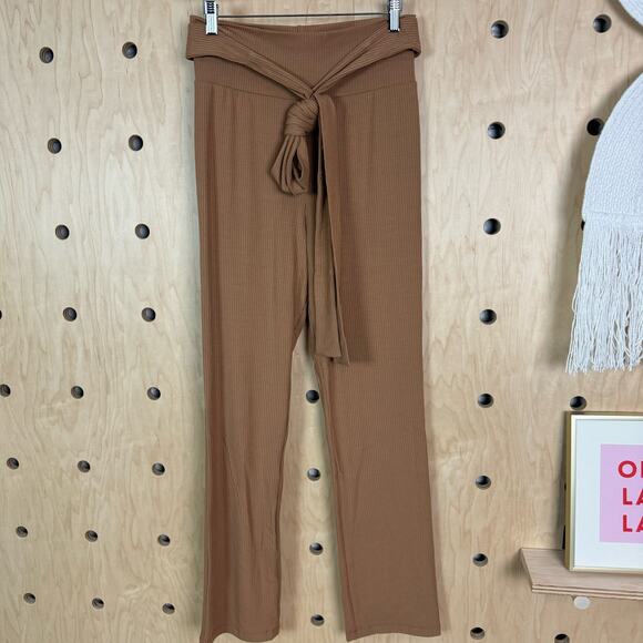 Reformation Women’s Kassie Butterscotch Ribbed Front Tie Pants Size Medium - Picture 4 of 9